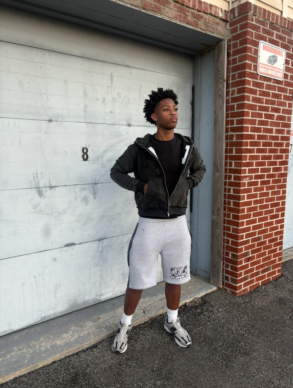 Grey “004” Shorts